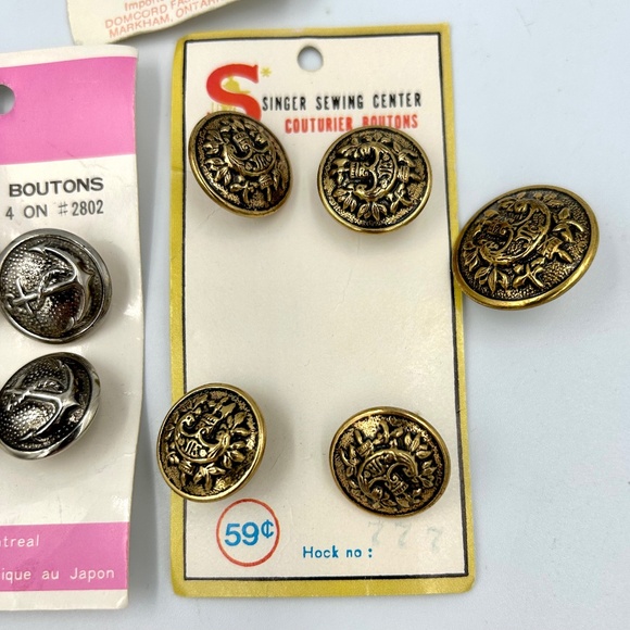 NOS Vintage Buttons Anchors Crest Icon Nautical & Leather Look - Lot of 14 - Picture 4 of 6